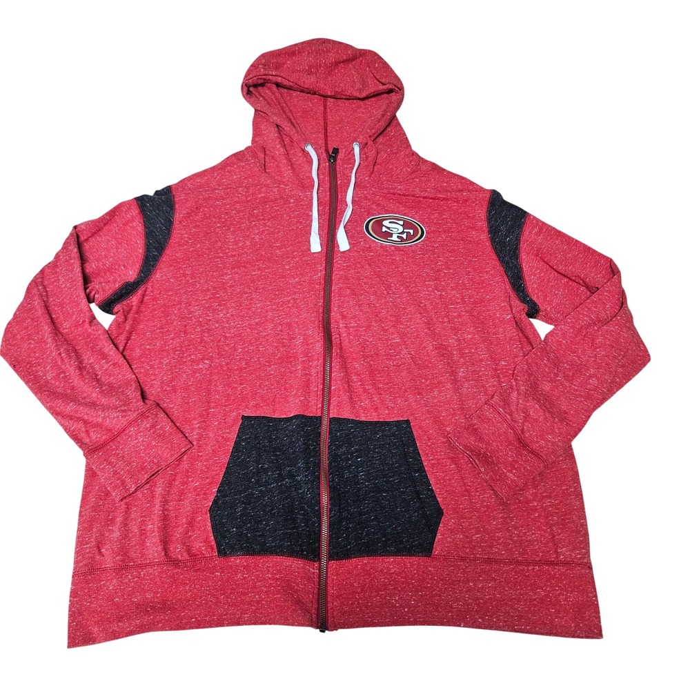 Nike San Francisco 49ers Womens Full Zip Hoodie Red Heathered NFL Jacket Large